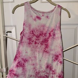 American Eagle Pink and White tie dye tank